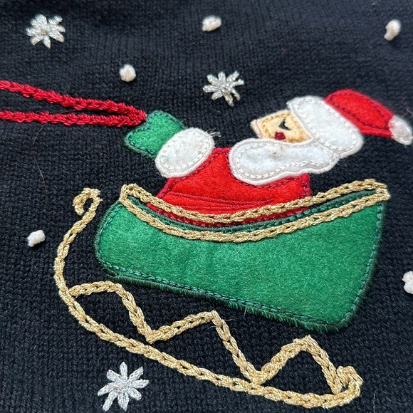 Vintage Santa in his Sleigh Ugly Christmas Sweater Size Small - Picture 3 of 8